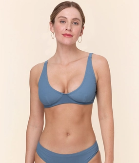 The Mila Bikini Top - Eco Ribbed - Slate