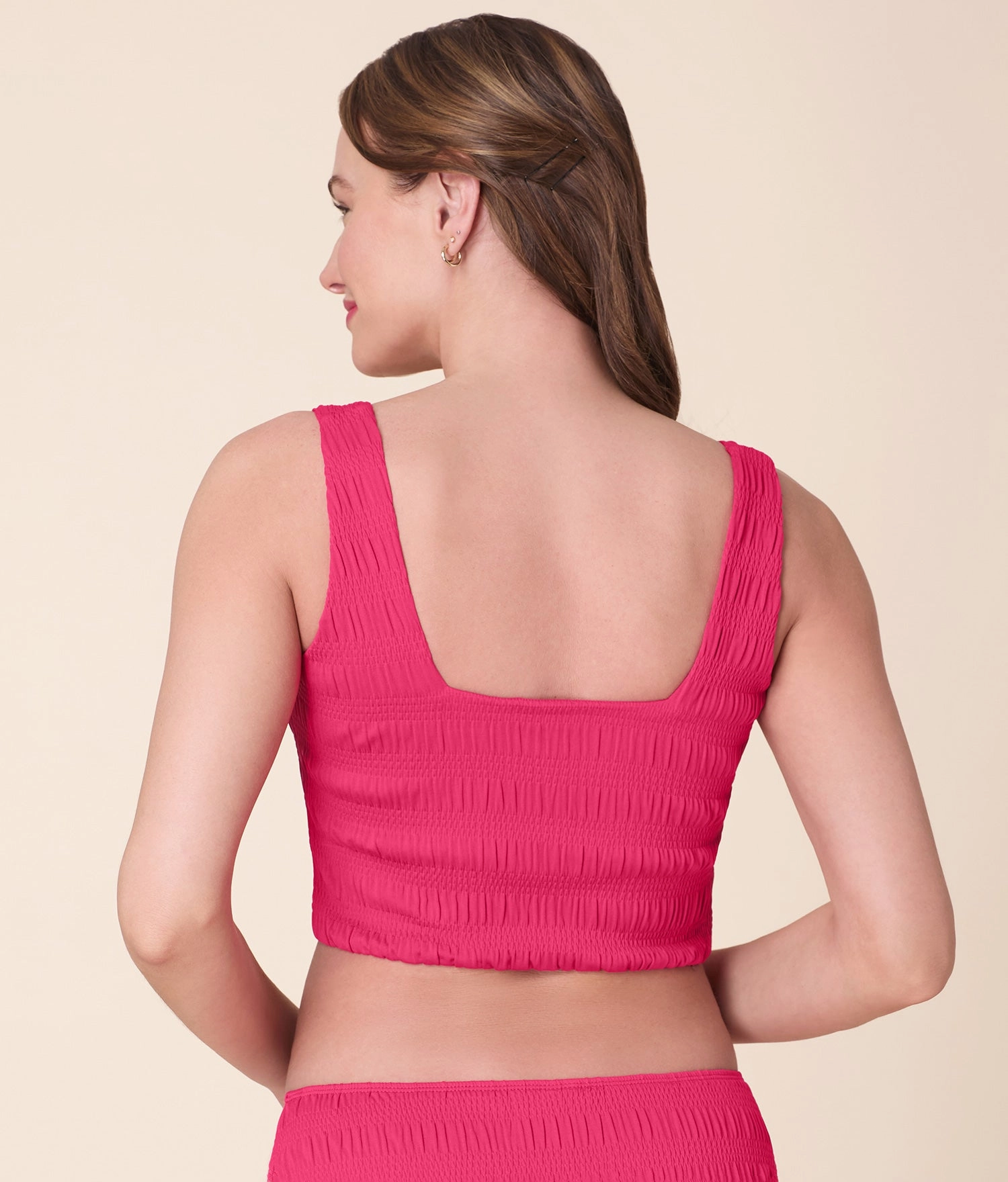 The Siren Swim Tank - Smocked - Bright Begonia
