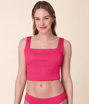 The Siren Swim Tank - Smocked - Bright Begonia