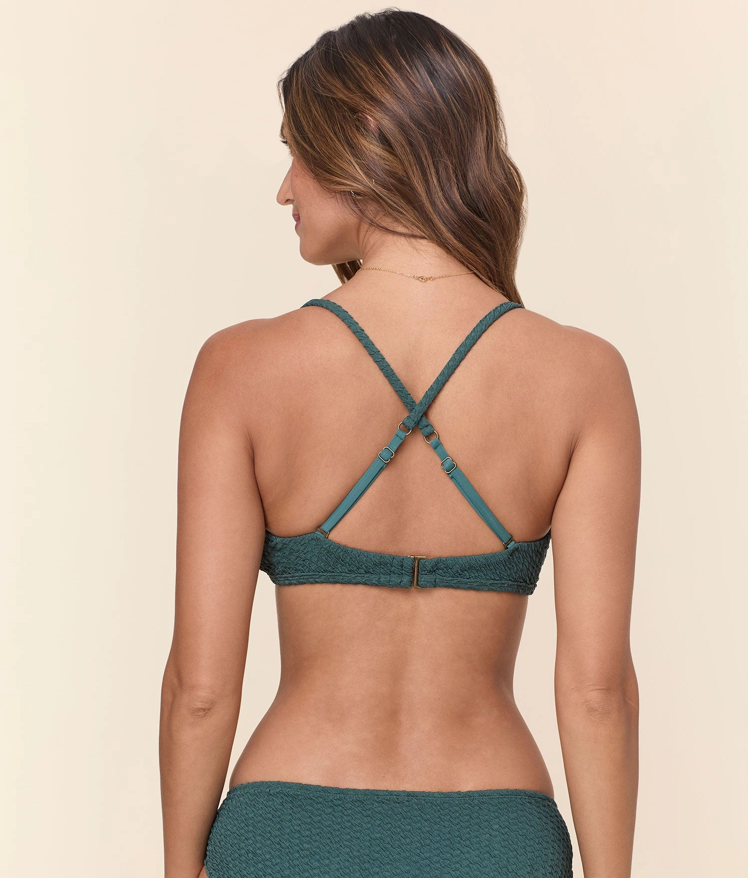 The Valencia Bikini Top - Textured Weave - Seaweed