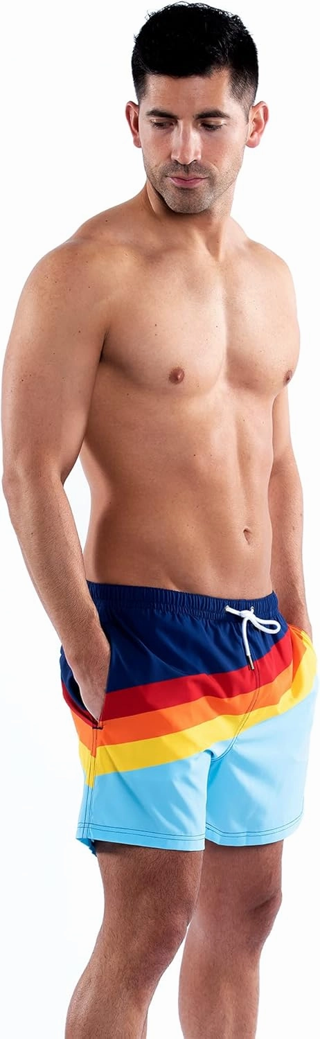Third Wave Premium Swim Trunks - Men's 5 Inch Inseam Quick Dry Swim Shorts for Beach and Swimming