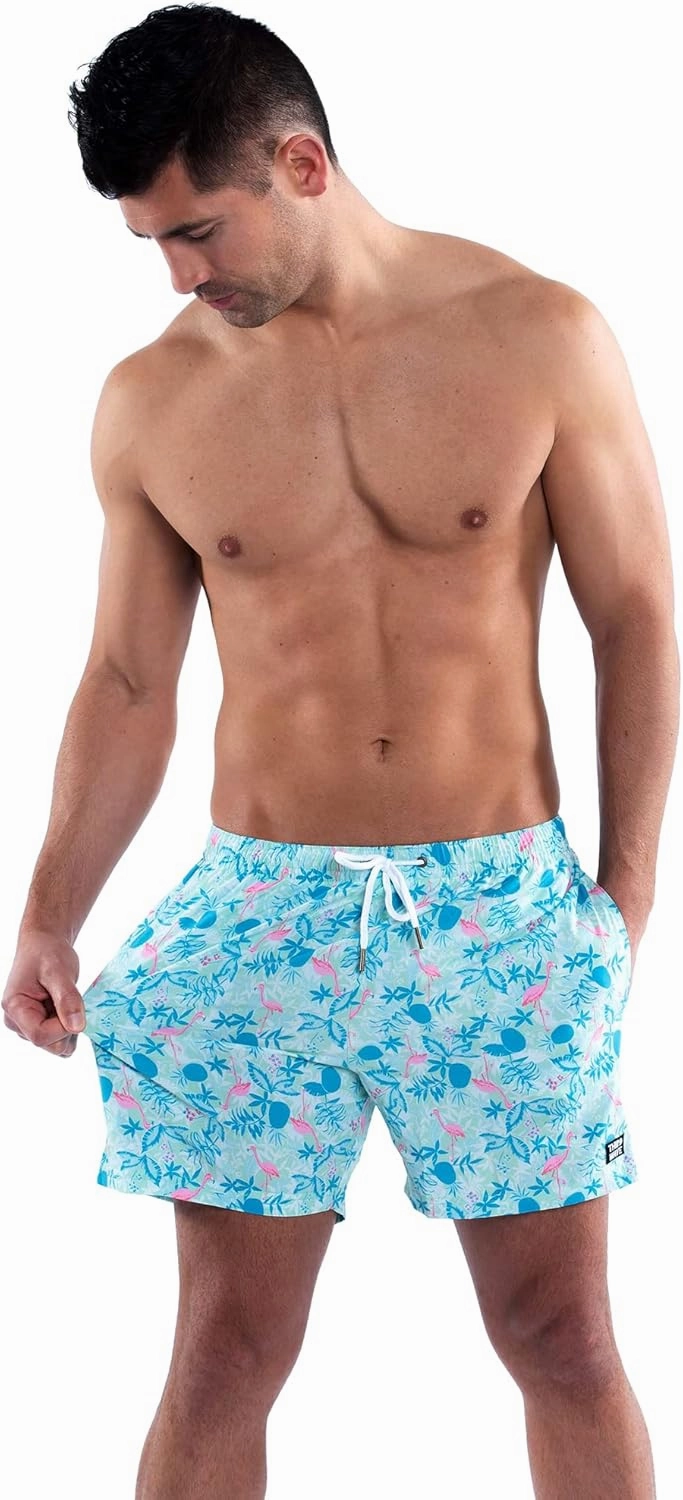 Third Wave Premium Swim Trunks - Men's 5 Inch Inseam Quick Dry Swim Shorts for Beach and Swimming