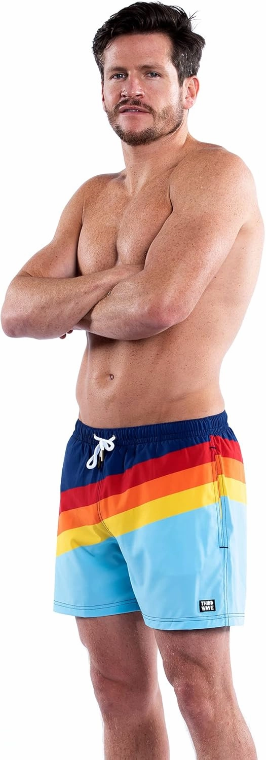 Third Wave Premium Swim Trunks - Men's 5 Inch Inseam Quick Dry Swim Shorts for Beach and Swimming