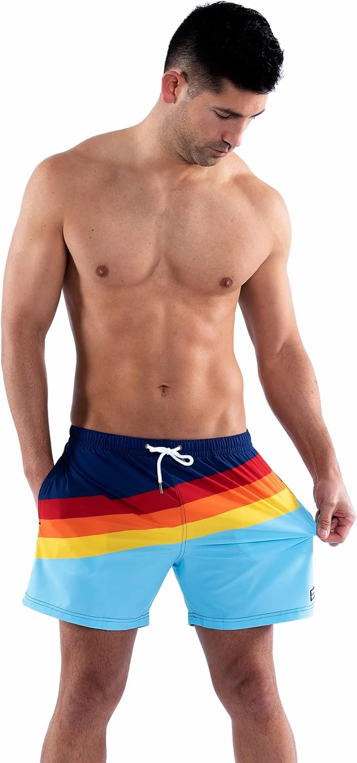 Third Wave Premium Swim Trunks - Men's 5 Inch Inseam Quick Dry Swim Shorts for Beach and Swimming