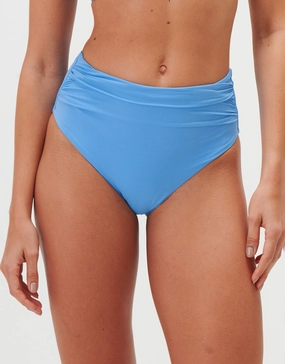 Timeless Ruched High Waist Bikini Pant - Cerulean