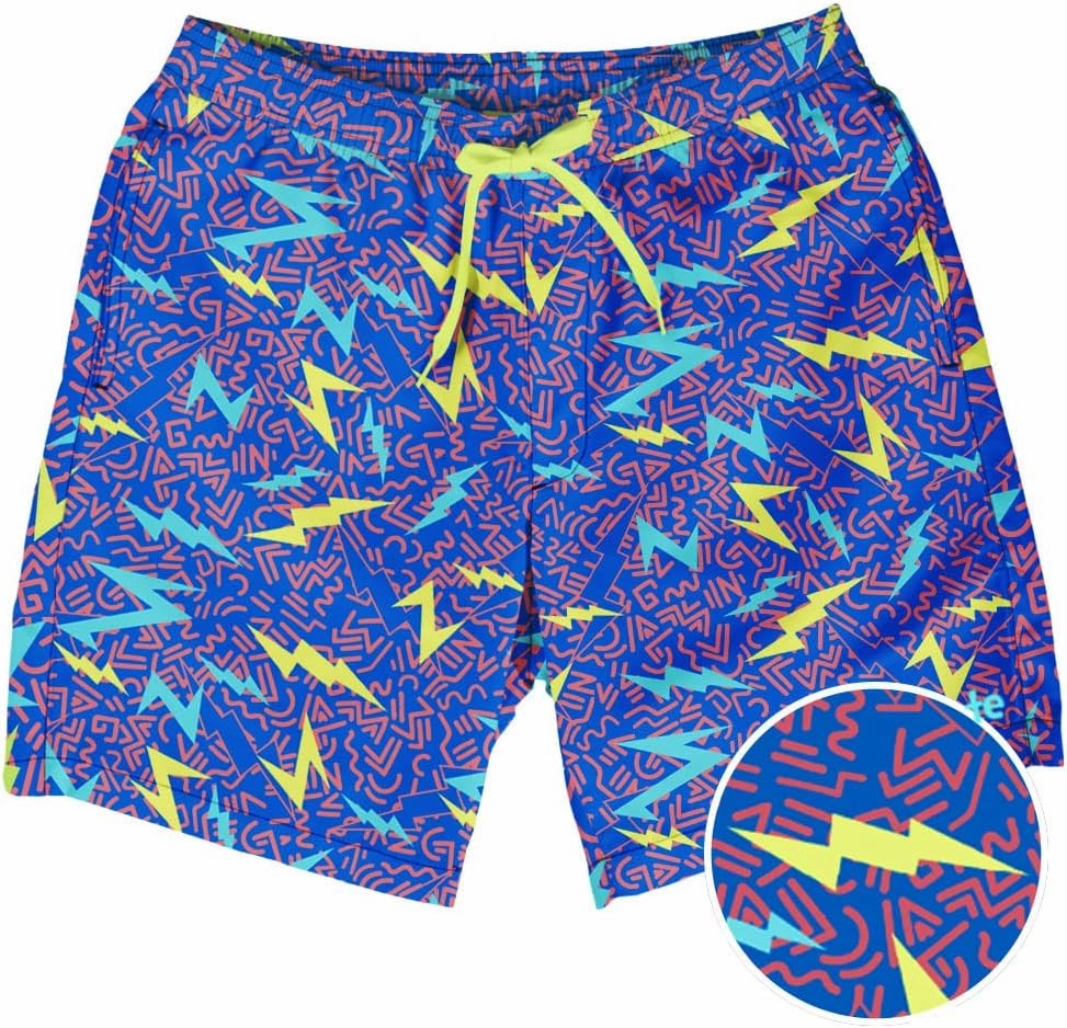 Tipsy Elves Men's Swim Trunks 7 Inch Inseam Classic Fit with Mesh Liner - Quick-Dry Funny Swimwear Bathing Suit