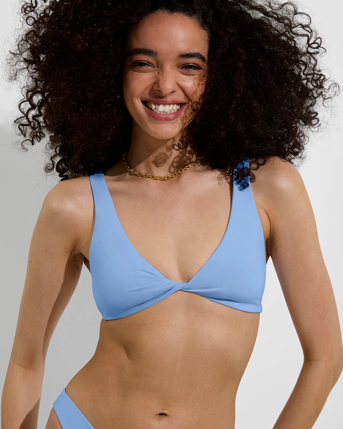 Twisted Plunge Top - Blue Skies