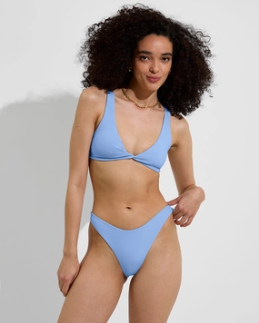 Twisted Plunge Top - Blue Skies