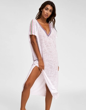 V Back Dress - White