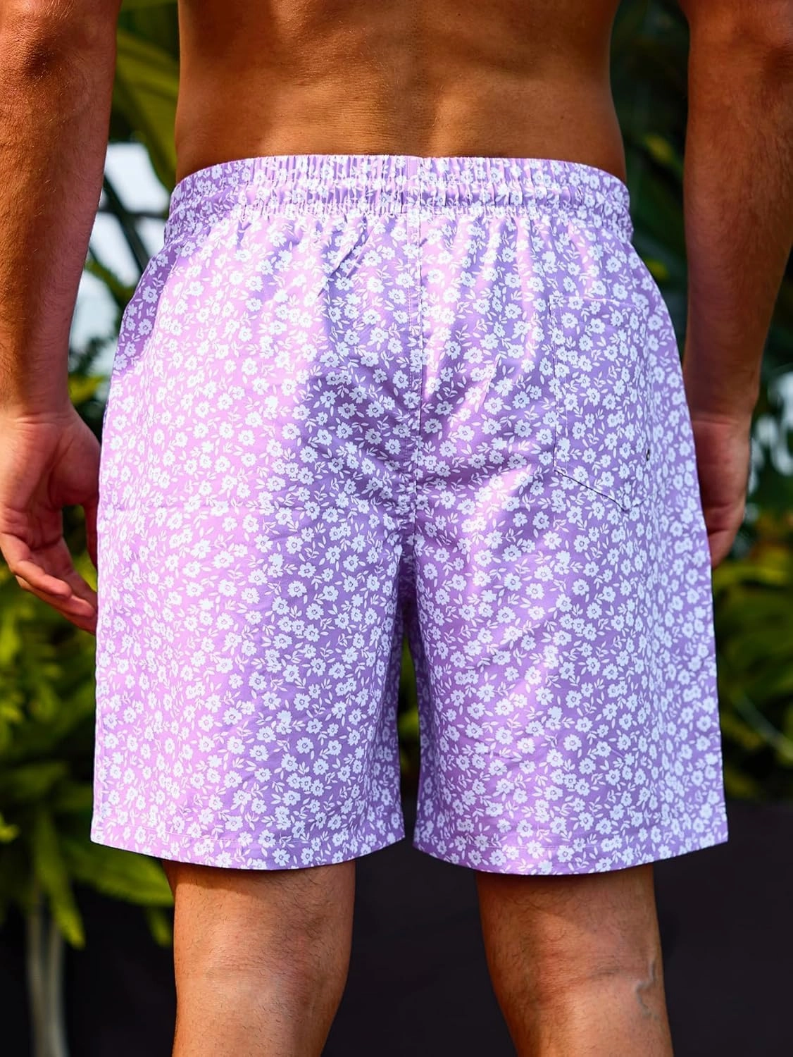 Verdusa Men's Drawstring Waist Swimwear Beach Shorts Swim Trunks with Pockets