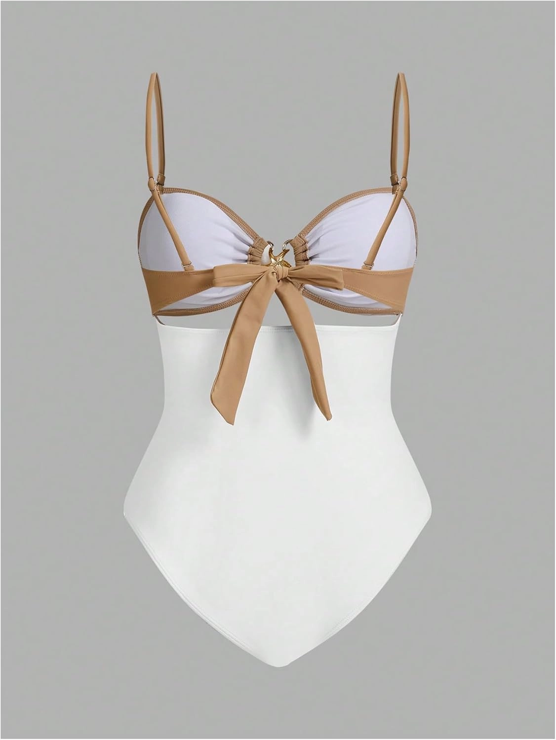 Verdusa Women's Cut Out One Piece Backless Wireless Swimsuit with Cover Up Skirt
