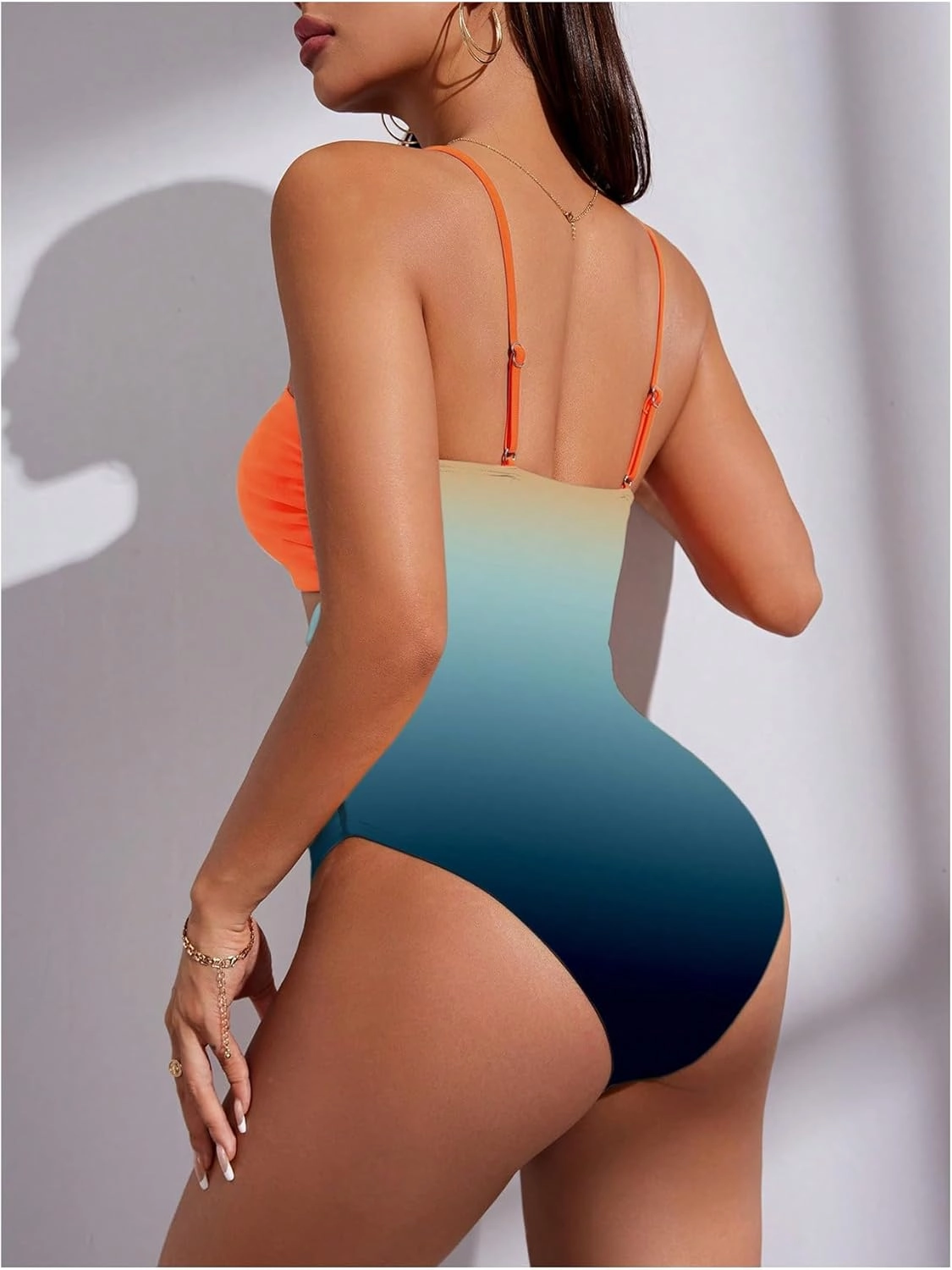 Verdusa Women's Cut Out One Piece Backless Wireless Swimsuit with Cover Up Skirt