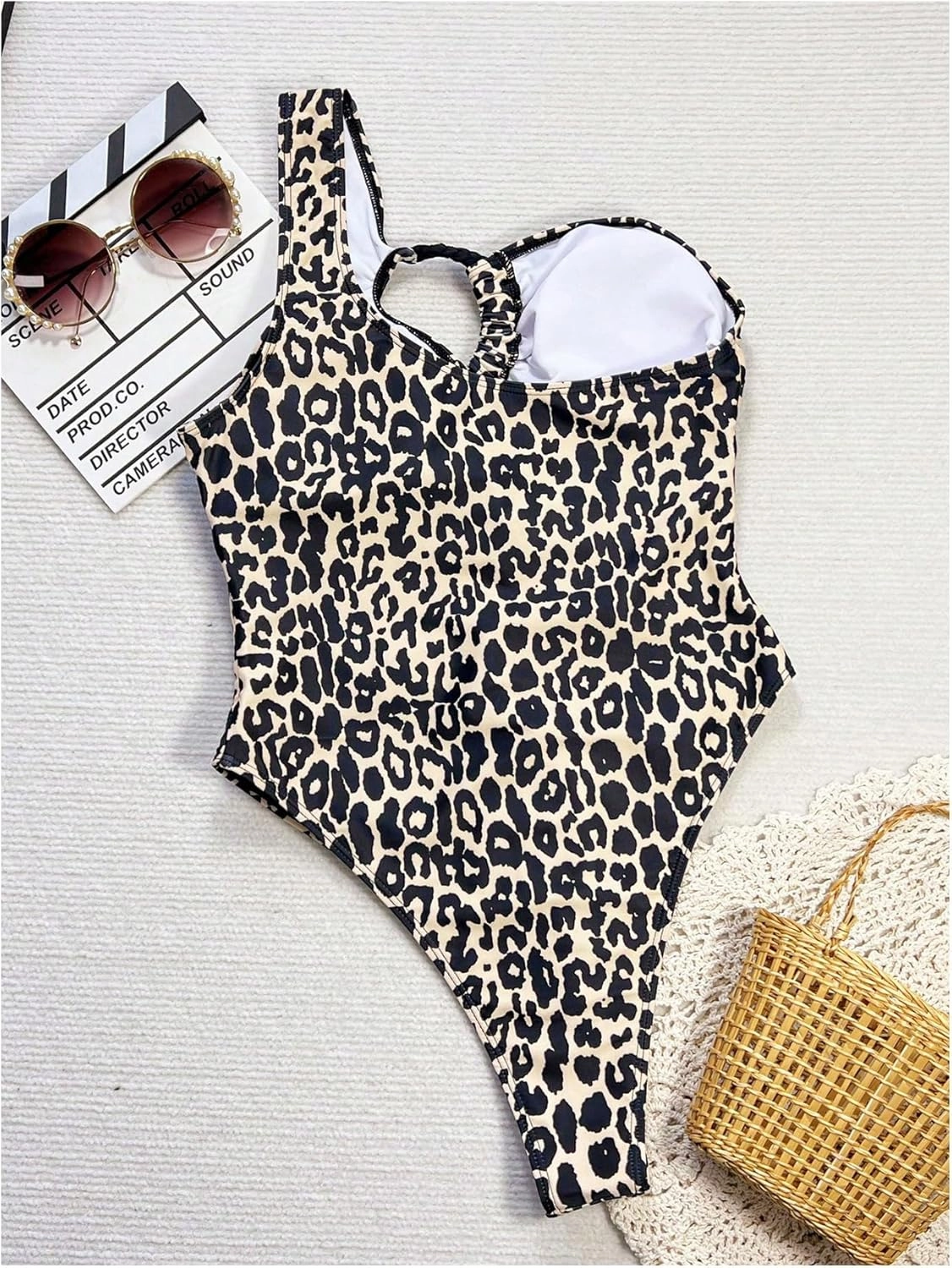 WDIRARA Women's Cut Out One Shoulder Swimsuit Bikini Hollow Out Ruched High Cut One Piece Swimsuit