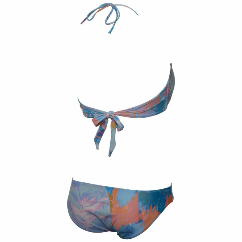 WOMEN'S ALLOVER BANDEAU BIKINI - ASPHALT/MULTI
