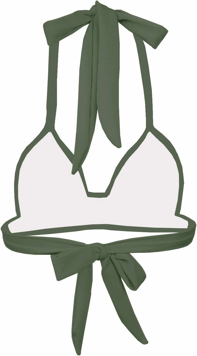 Women's Retro 50s Plaid Pattern Polka Dot Halter Molded Soft Pads Vintage Bikini Swimsuits Tops