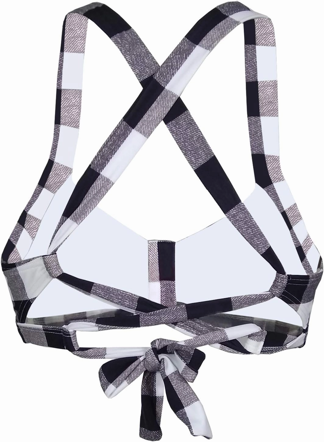 Women's Retro Printed Adjustable Thick Straps Cross Back Push Up Vintage Bikini Swimsuit Tops Only