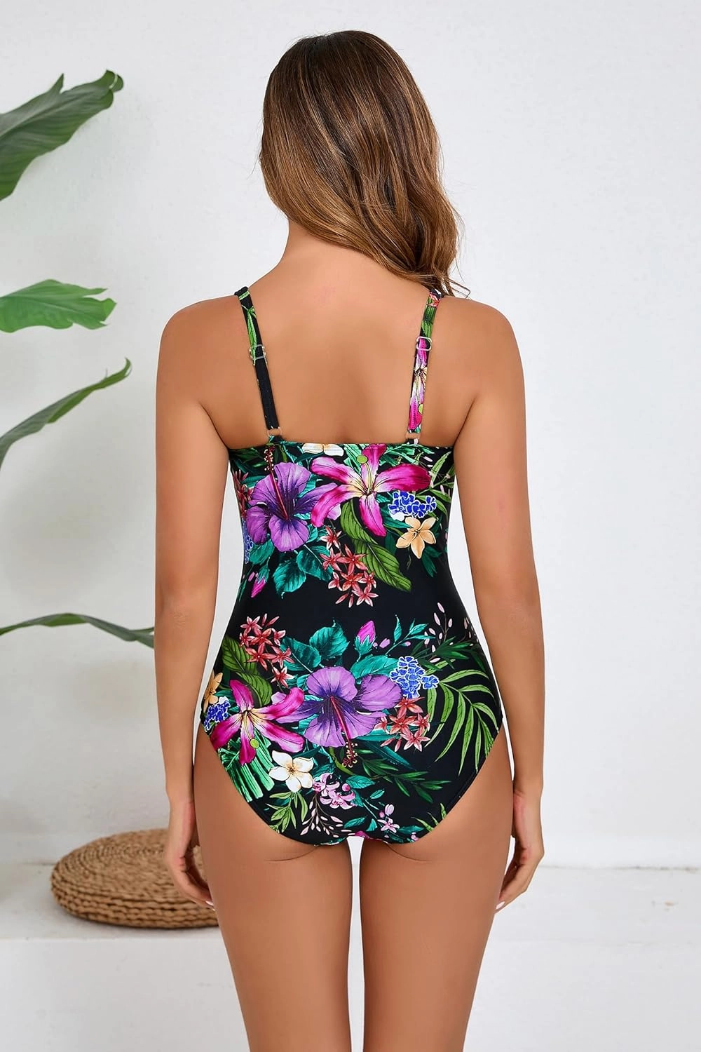 Women's Tummy Control One Piece Swimsuit Ruched Push Up Swimming Vintage Retro Bathing Suits