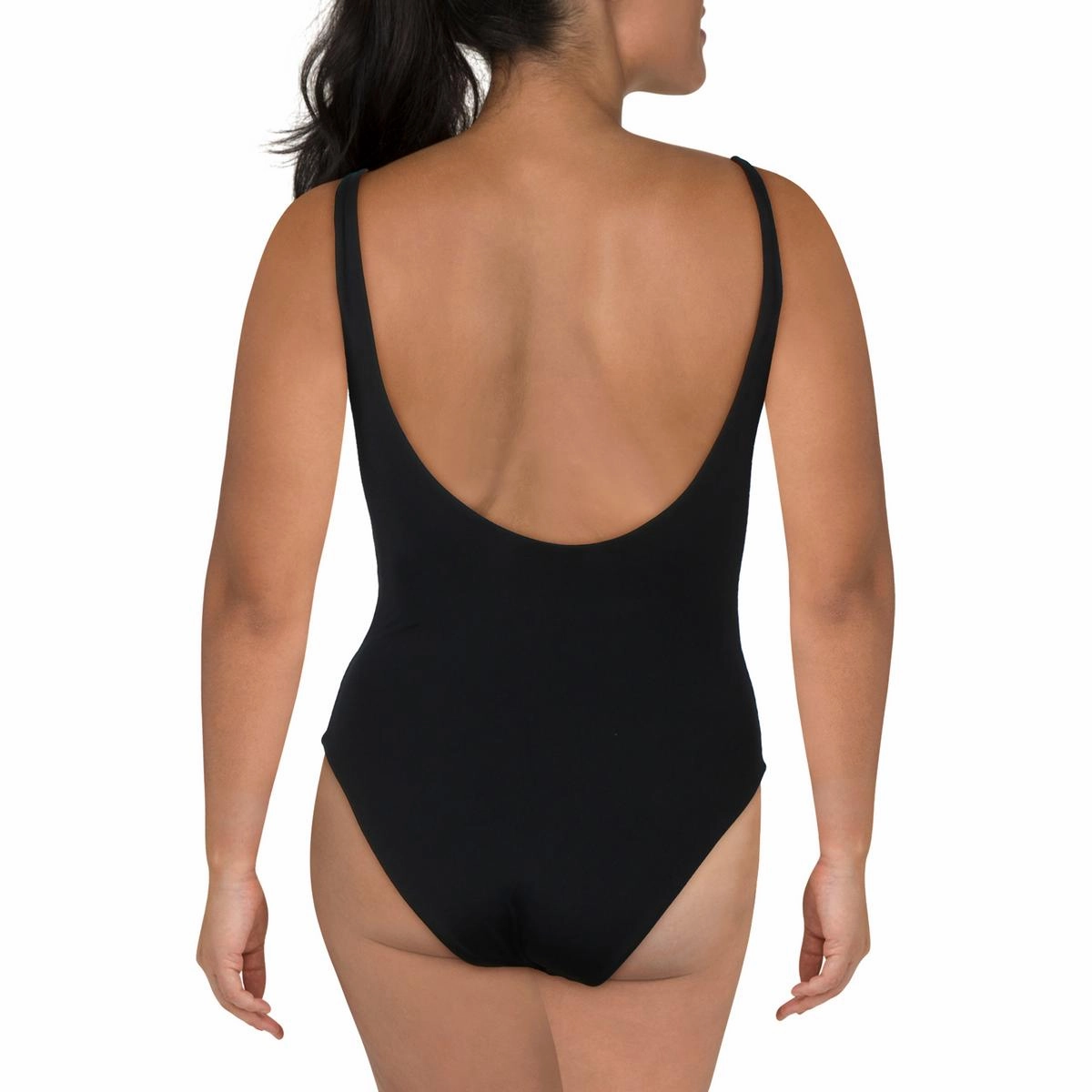 Womens Solid Nylon One-Piece Swimsuit