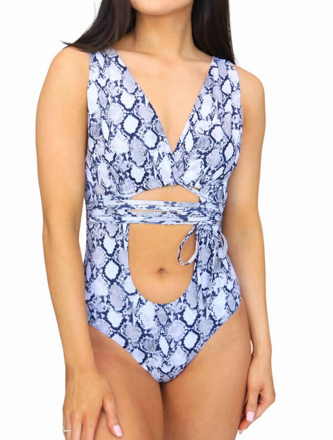 Written In The Sand One-Piece Swimsuit In Grey/white