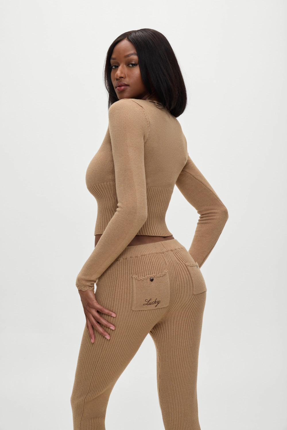 x BELLA HADID Texas Knit Pants - Caramel
