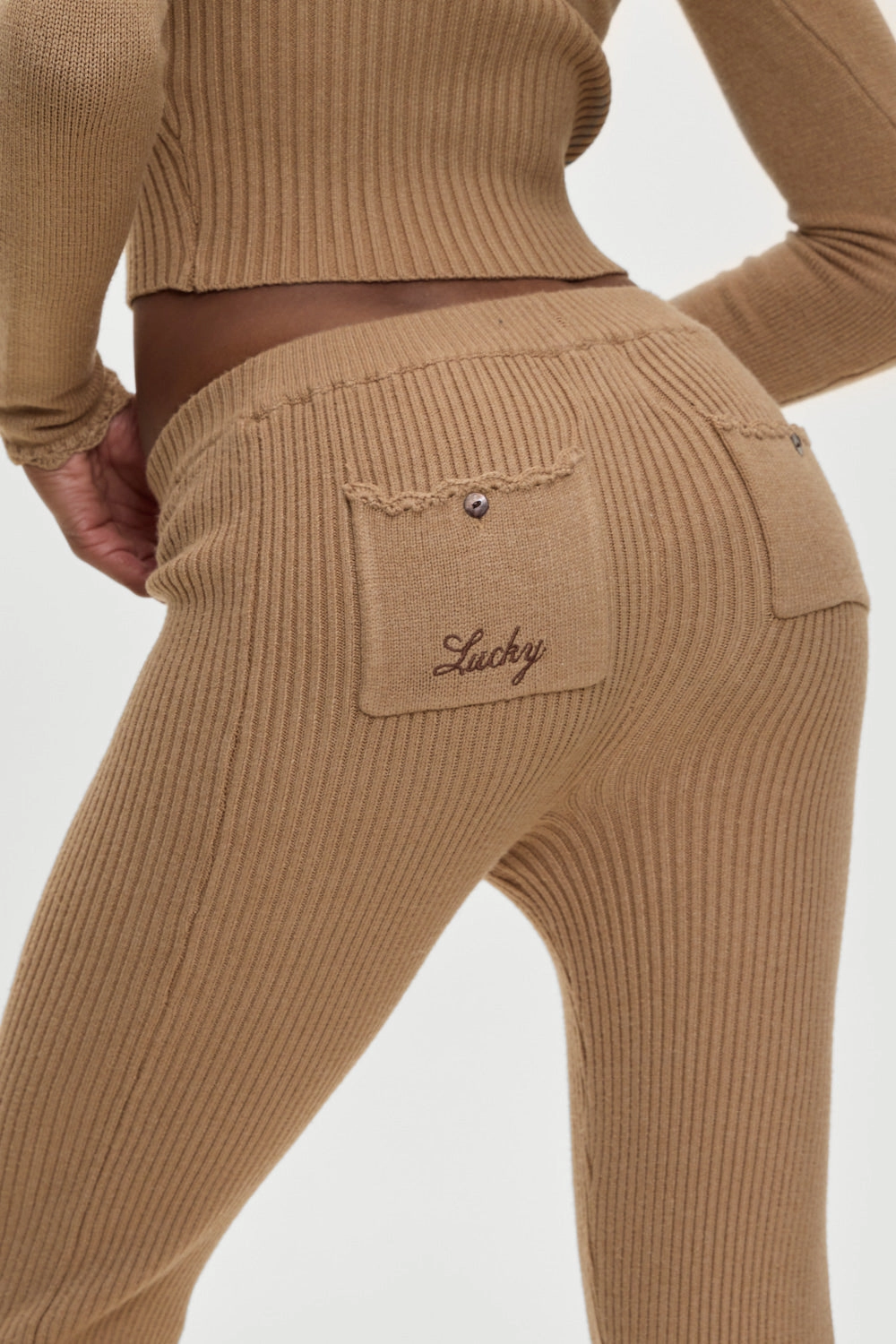 x BELLA HADID Texas Knit Pants - Caramel