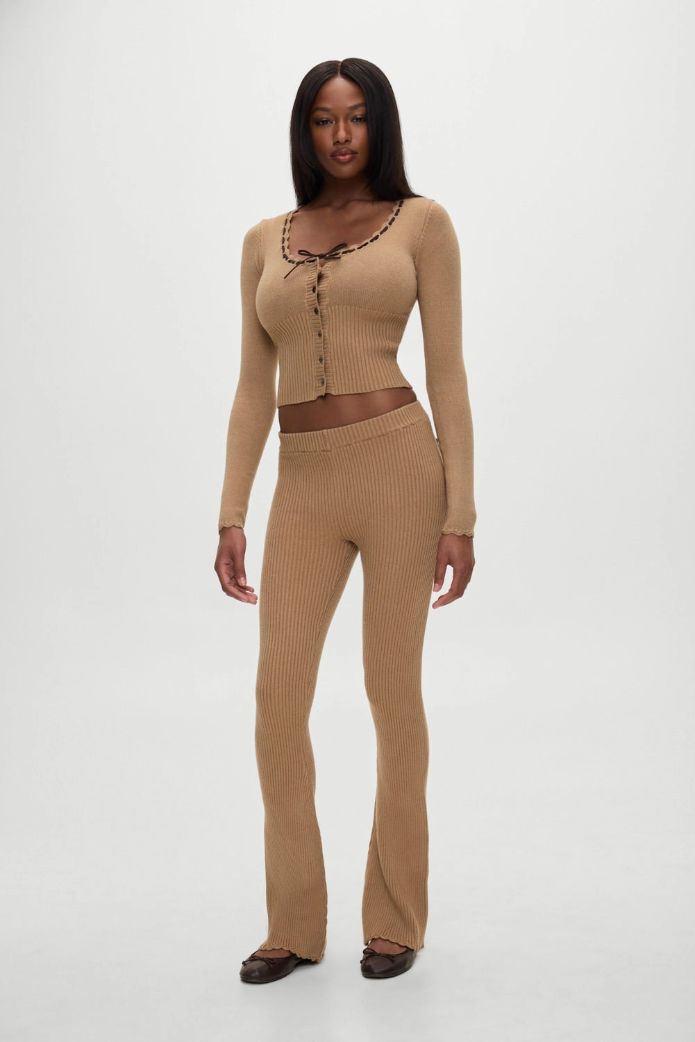 x BELLA HADID Texas Knit Pants - Caramel