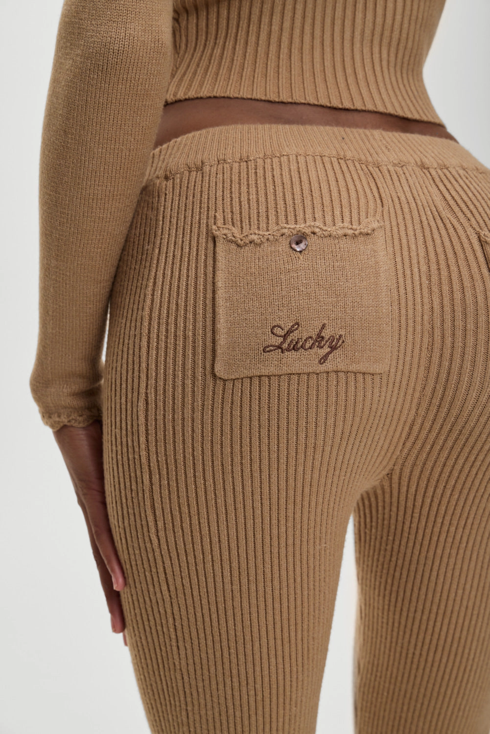 x BELLA HADID Texas Knit Pants - Caramel