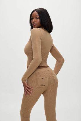 x BELLA HADID Texas Knit Pants - Caramel