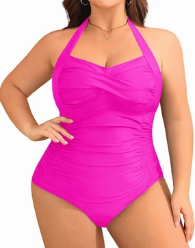 Yonique Plus Size Bathing Suit for Women One Piece Swimsuit Tummy Control Halter Tops for Women Swimwear