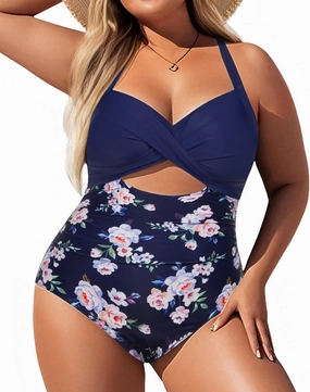 Yonique Plus Size One Piece Swimsuit for Women Tummy Control Bathing Suit Cutout Swimwear