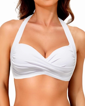 Yonique Women Halter Bikini Top Push Up Swimsuit Top Retro Swim Top Twist Front Bathing Suit Top Only