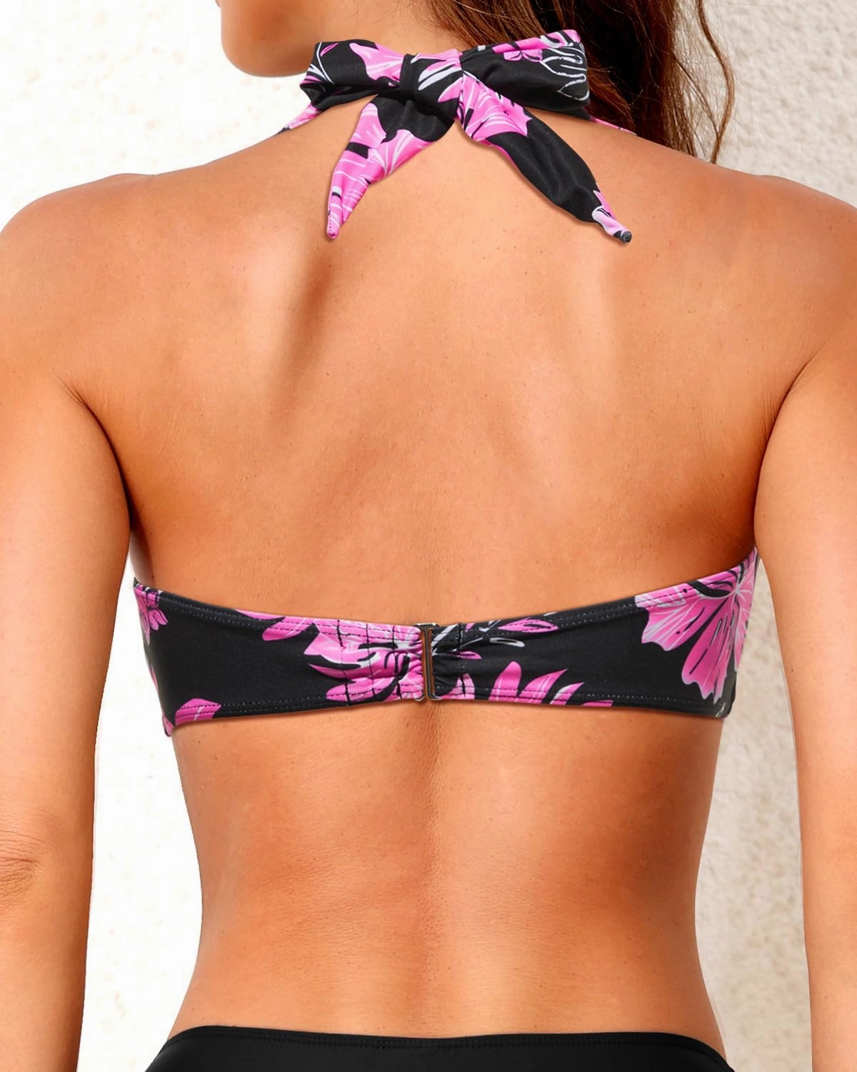 Yonique Women Halter Bikini Top Push Up Swimsuit Top Retro Swim Top Twist Front Bathing Suit Top Only