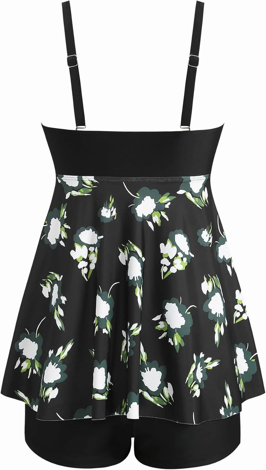 ZAFUL Tankini Swimsuits for Women Tummy Control Two Piece Modest Bathing Suits Floral Skirt Top with Boyshorts