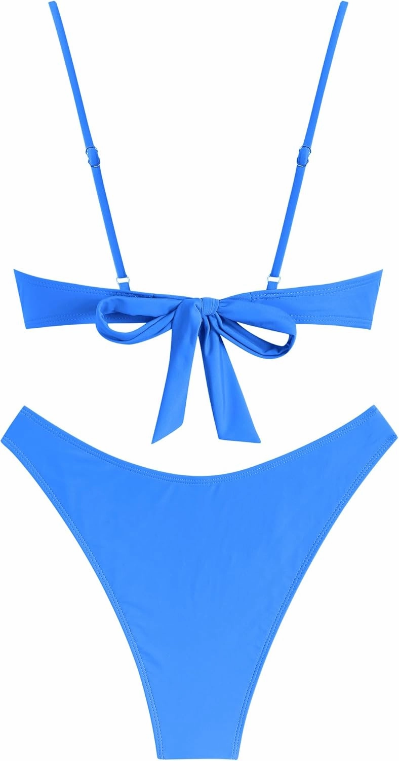 ZAFUL Women High Cut Bikini Sets String Sexy Swimsuit Two Piece Underwire Bathing Suit Brazilian Cheeky Cut Out Cute Swimwear