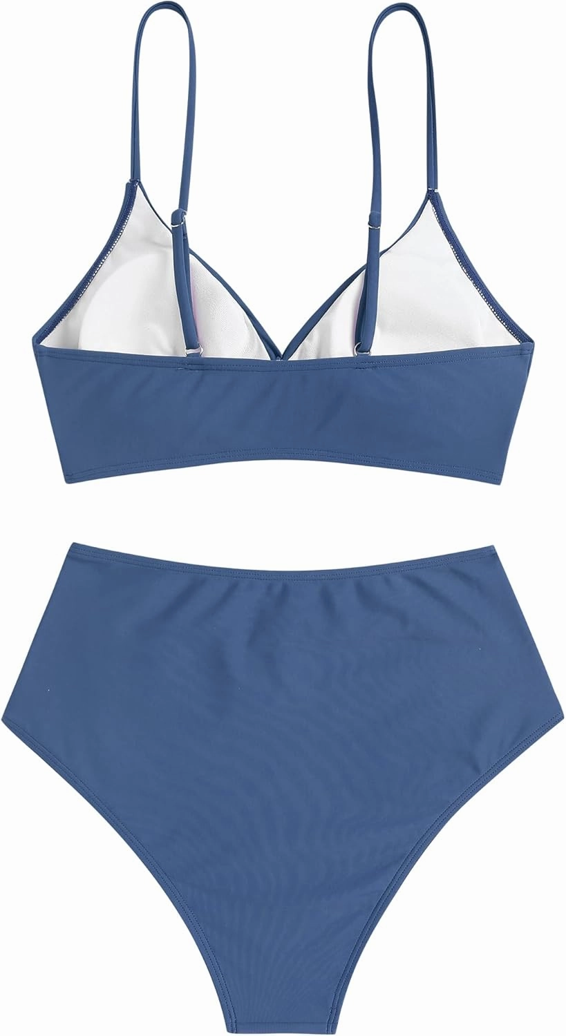 ZAFUL Women High Waisted Bikini Sets Two Piece Swimsuit Push Up Twist Front Ruched Bathing Suit
