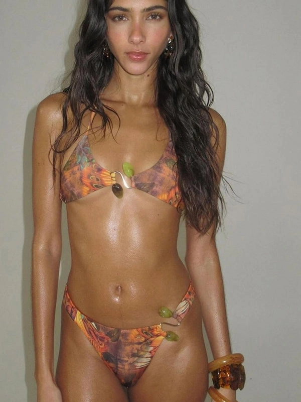 ZASUWA Female Fashion Sexy Natural Texture Print Bikini Set