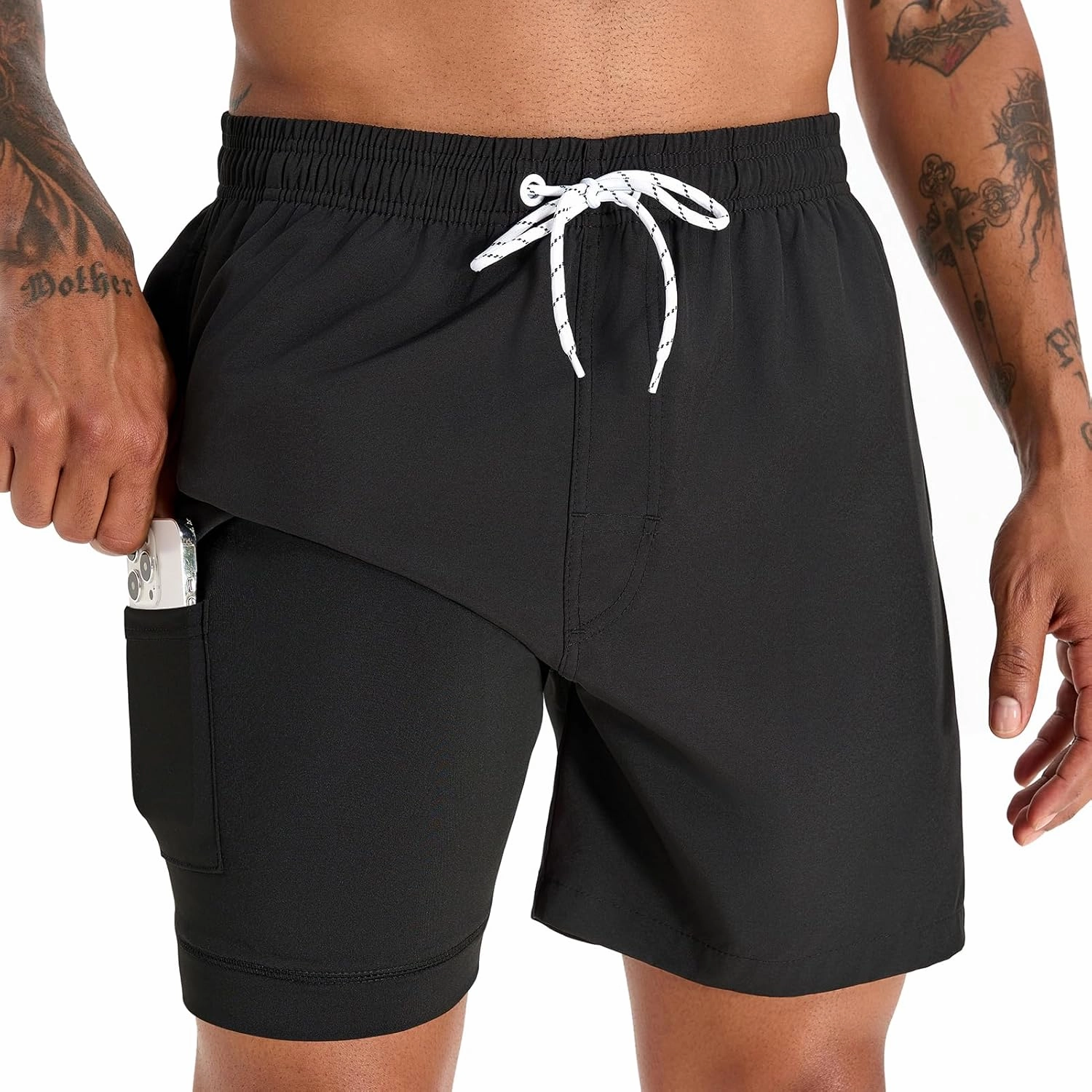 zeetoo Mens Swim Trunks with Compression Liner 5.5" Inseam Shorts Bathing Suit Quick Dry Swimsuit