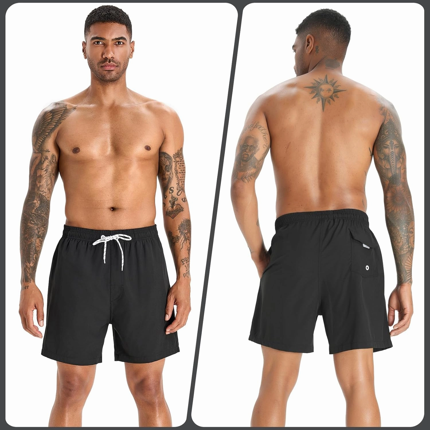 zeetoo Mens Swim Trunks with Compression Liner 5.5" Inseam Shorts Bathing Suit Quick Dry Swimsuit