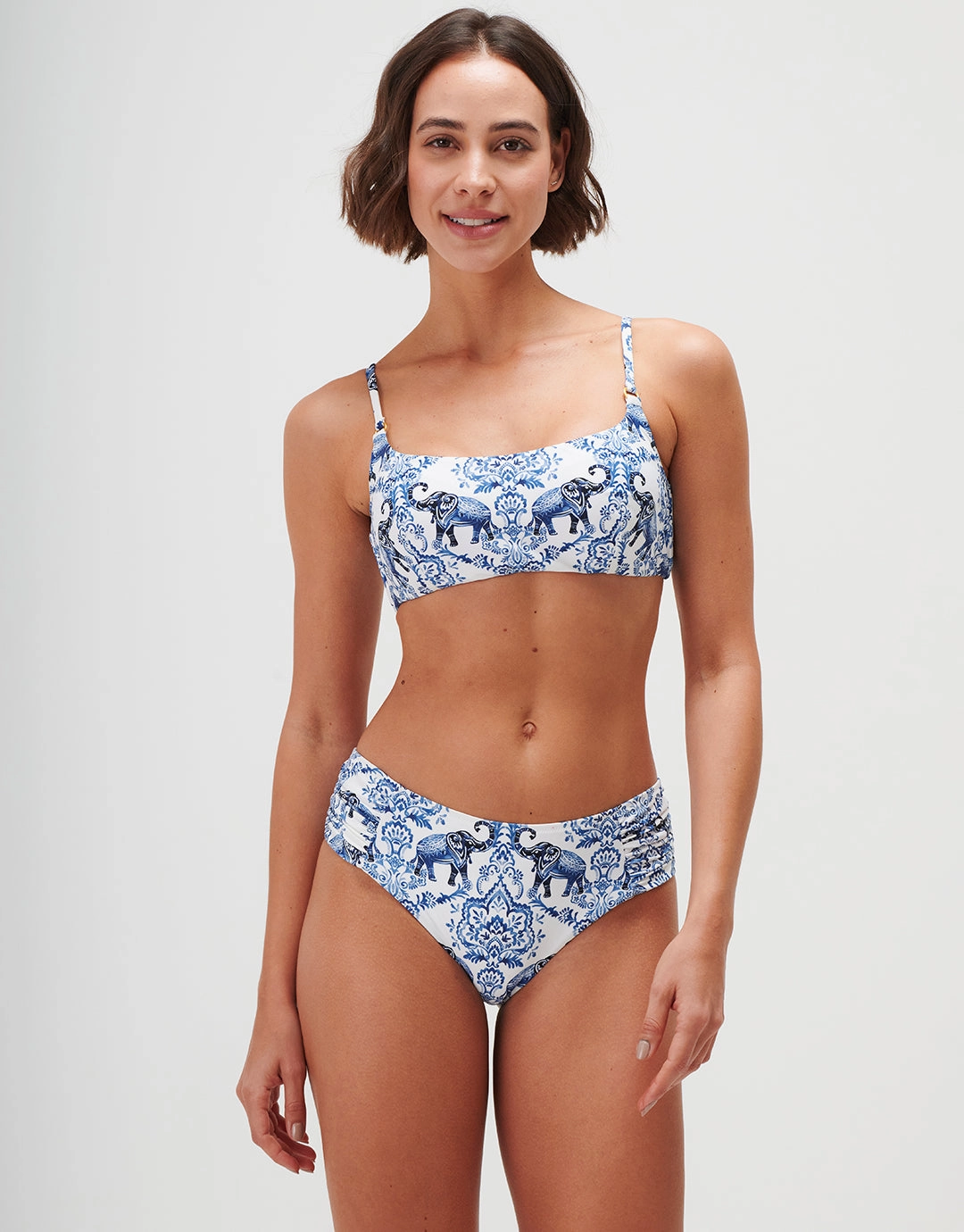 Zuri Gathered Side Bikini Pant - Porcelain